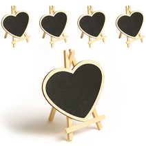 라이프스윗 다용도 우드 미니 칠판 스탠드 우드 메모판 하트 5p, 나무