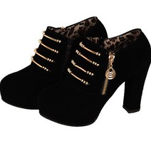 명양피프 여성용 부티힐 지퍼 부츠