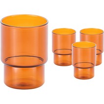 리본제이 플로라 내열 유리컵 260ml, 앰버, 4개