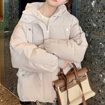 메이첼 여성용 루즈핏 후드 스트링 심플 숏 패딩 점퍼 01717