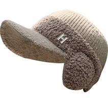 BK 여성용 귀마개 니트썬캡 골프모자, 라떼브라운