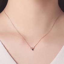 로이드 여성용 9월 탄생화 도라지꽃 사파이어 10K 목걸이 LNT18096T