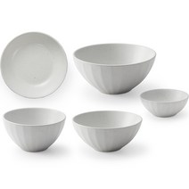 광주요 미각 색시리즈 1인 5종 식기세트, 밥그릇 + 국그릇 + 종지 + 찬기 + 면그릇, 백색