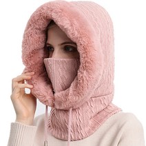 히즈플랜 방한용 후드 넥워머, 인디핑크
