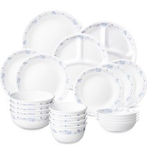 코렐 프렌치 블루 4인 한국형 삼절세트 20p, 혼합색상, 공기 4p + 대접 4p + 앞접시 4p + 원형소접시 3p + 원형중접시 2p + 원형대접시 + 삼절접시소 + 삼절접시대