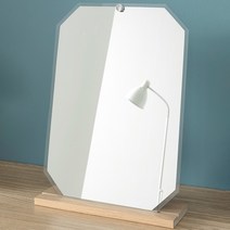 미소아이 슬림 화장대 스탠드 벽걸이 겸용 직팔각 유리거울, 내추럴