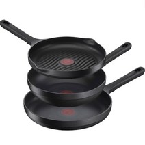 테팔 인덕션 트라토리아 주물 프라이팬 세트 3개, 그릴팬 26cm + 웍 26cm + 팬 28cm, 블랙