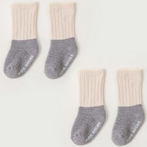 베베니즈 유아용 배색골지 도톰 뽀글 니삭스 2족