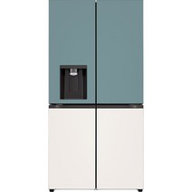 [색상선택형] LG전자 오브제 디오스 매직스페이스 얼음 정수기 냉장고 글라스 820L 방문설치, 클레이 민트(상단), 베이지(하단), W823GTB172