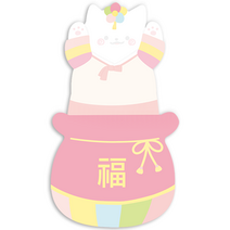 도나앤데코 야옹 복주머니 솜플랩 엽서카드 세트 야옹아씨, 핑크, 1세트