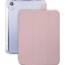 모란카노 애플펜슬 수납 반투명 태블릿 PC 케이스 + 스티커, 핑크샌드