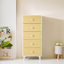 라온퍼니쳐 어도러블 600 5단 서랍장 방문설치, 옐로우