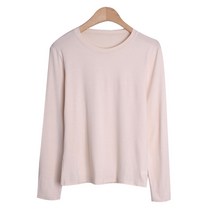 플랜데이 여성용 베이직 라운드넥 레이온 기본 무지 티셔츠