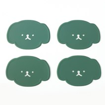 에이드엘 강아지 실리콘 컵받침 4p, 카키