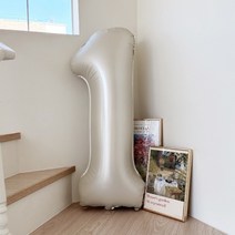 숫자 레터링 풍선 1 101.6cm, 화이트, 1개