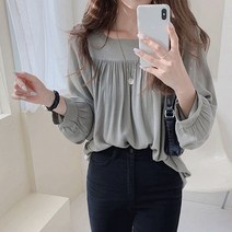 씨티컴퍼니 긴팔 루즈핏 무지 블라우스