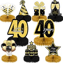 마켓감성 생일 테마 테이블 장식 40세, 블랙골드, 1세트