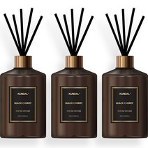 쿤달 퍼퓸 디퓨저 500ml 3p + 섬유스틱 15p 세트, 블랙체리향
