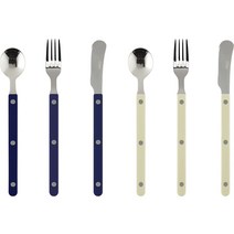 시에르 파르베 2인 디저트 티스푼 + 티포크 + 버터나이프 세트, 네이비, 라이트카키, 티스푼 2p + 티포크 2p + 버터나이프 2p