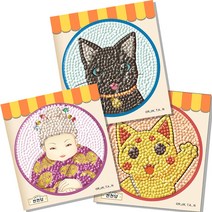 케이엠엘리홀딩스 DIY 3D 전천당 이상한 과자가게 스티커 원형 보석십자수 키트 10 x 11 cm, 혼합색상, 3세트