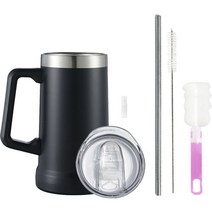 아르크 스테인레스 캔드릭 텀블러 710ml + 뚜껑 + 스테인레스 빨대 + 빨대 세척솔 + 실리콘 커버 + 텀블러 세척솔 세트, 블랙(텀블러)