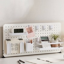라이프스윗 스탠드 철제 원형 타공판 책상 정리 선반 클립형 36 x 2 x 18 cm, 화이트, 1개