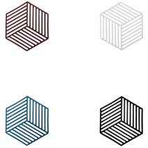 심플 실리콘 컵받침 스트라이프 4p, 혼합색상