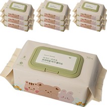 아가드 돗투돗 프리미엄 아기 물티슈 캡형, 70매, 10팩