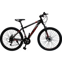 클릭 2023년형 프라임 26D MTB 자전거 반조립, 블랙 + 레드, 170cm