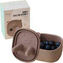 퍼기 곰돌이 이지그립 유아 간식 실리콘 보관용기 300ml, 1개, 브라운