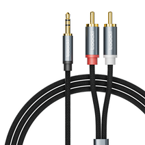 투키 스테레오 3.5mm AUX to 2RCA 오디오 케이블 2m, 그레이, TYPX4-MDA0G
