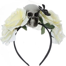 피앤비유니티 할로윈 해골 플라워머리띠, 화이트, 1개