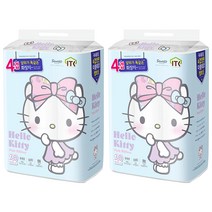 헬로키티 4겹 핑크리본 더블 데코 롤화장지 20m, 30롤, 2팩