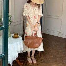 아뗄릭 빈티지 레이스 꽃 루즈핏 바캉스 원피스 00191