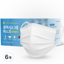 퓨어시스 MB필터 3중 일회용 마스크 대형, 50개입, 6개, 화이트