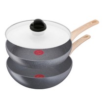 테팔 내츄럴포스 인덕션 프라이팬 3종 세트, 1세트, 28cm 프라이팬 + 28cm 볶음팬 + 28cm 유리뚜껑
