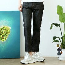 블루포스 남성용 먼슬티 논페이드 스트레이트핏 스티치 생지 9부 청바지