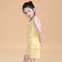 보누맘 아동용 미니체크 민소매 인견 쟈가드 실내복