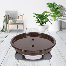 화분월드 원형 이동식 화분 받침대 모던 베이직, 다크브라운