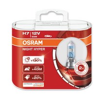 오스람 H7 나이트하이퍼 130% 할로겐 램프, 혼합색상, 2개입