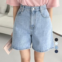 이지스튜디오 여성용 베이직 루즈핏 4부 데님 숏팬츠