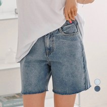 여성용 에이크 4부 밴딩 청반바지