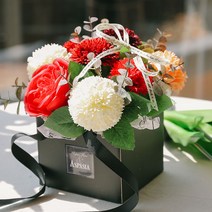 아스파시아 행복을 전하는 카네이션 비누꽃가방 + 메세지픽 + 박스, 레드