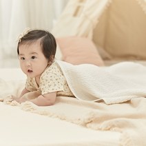 이몽 뱀부리플 3중직 신생아 아기 블랭킷, 화이트