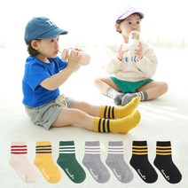 두발로 아동용 데일리 삼선 링글 중목 양말 7켤레