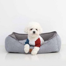 레드퍼피 체커드 쿨 반려동물 사각방석, 차콜그레이