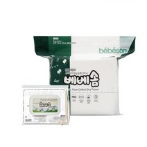 베베솜 순면 유아건티슈 리필형 360매 + 지퍼백 세트, 1세트