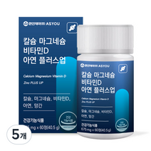 애즈유 환인제약 칼슘 마그네슘 비타민D 아연 플러스업 40.5g, 60정, 5개