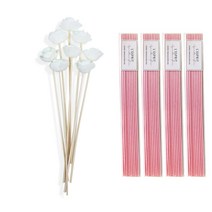 레스쁘리 미니로즈 조화 8p + 디퓨저 스틱 40p, 조화 (그린), 스틱 (핑크), 1세트