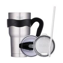 텀스 뉴메가 진공 스텐텀블러 + 전용 손잡이 +기본뚜껑 + 빨대용 방수뚜껑 + 스텐빨대, 실버, 900ml